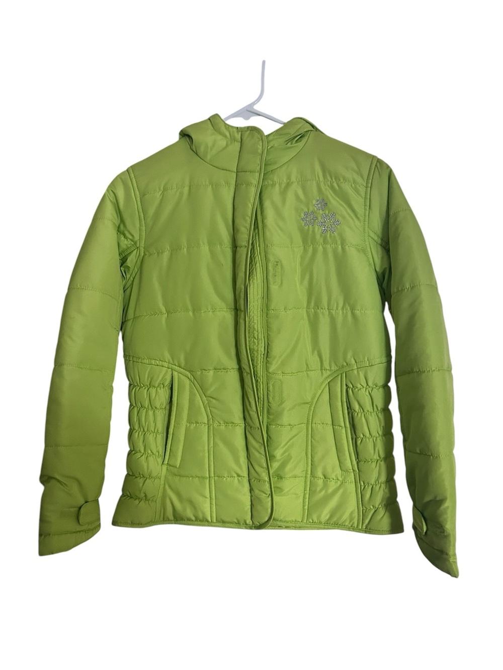 SO Lime Green Quilted Hooded Puffer Jacket